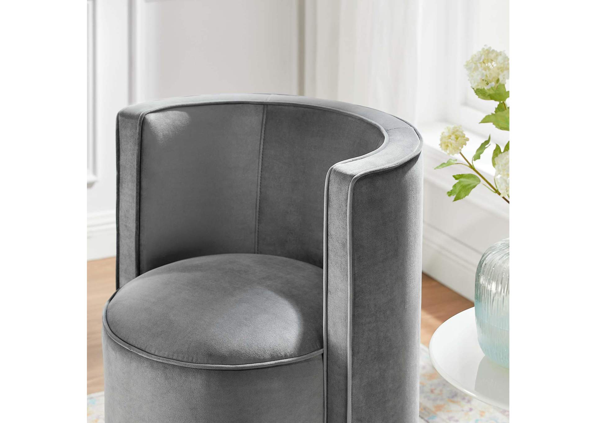 Della Performance Velvet Fabric Swivel Chair image 10