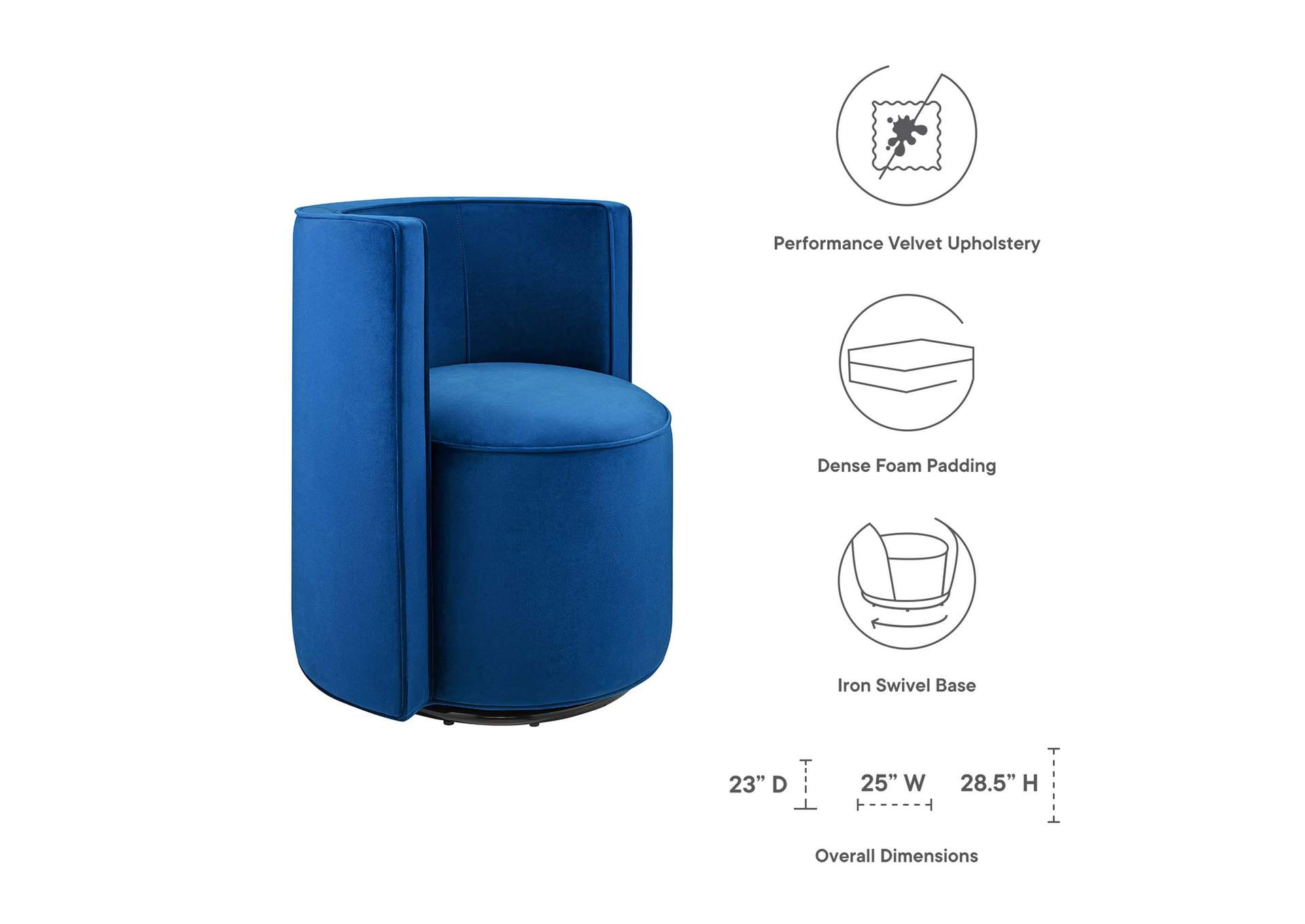 Della Performance Velvet Fabric Swivel Chair image 8