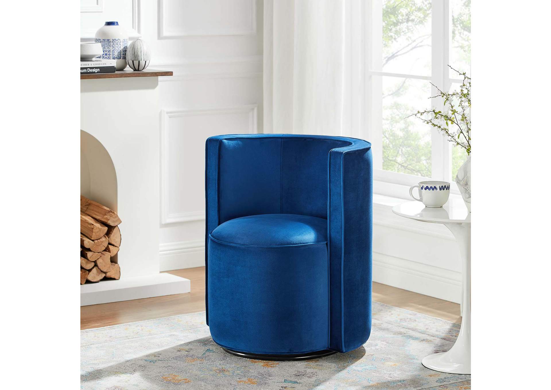 Della Performance Velvet Fabric Swivel Chair By Modway image 9