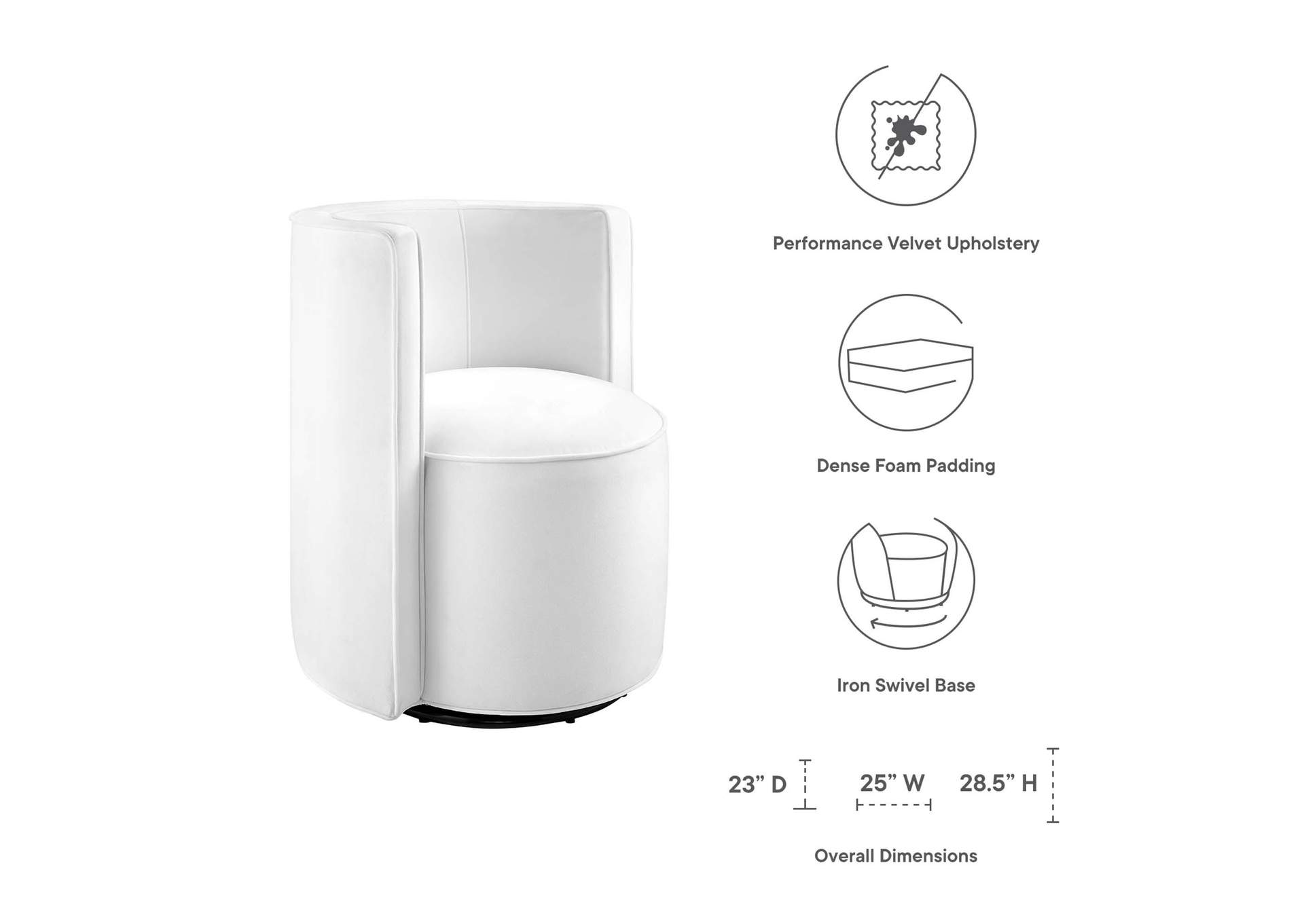 Della Performance Velvet Fabric Swivel Chair image 8