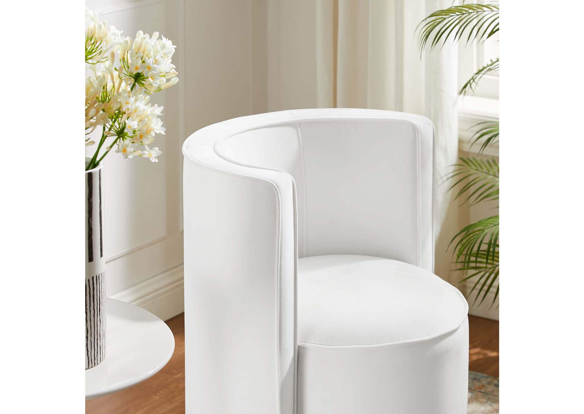 Della Performance Velvet Fabric Swivel Chair image 9