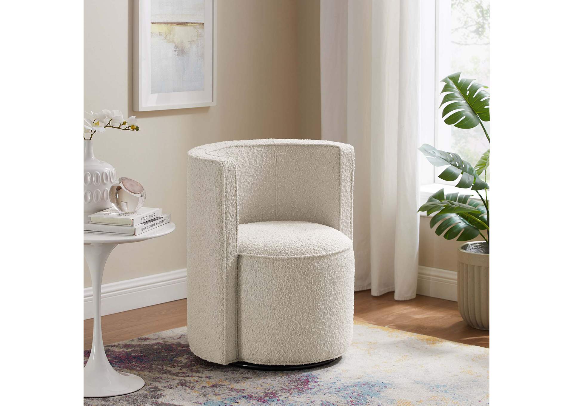 Della Boucle Fabric Swivel Chair By Modway