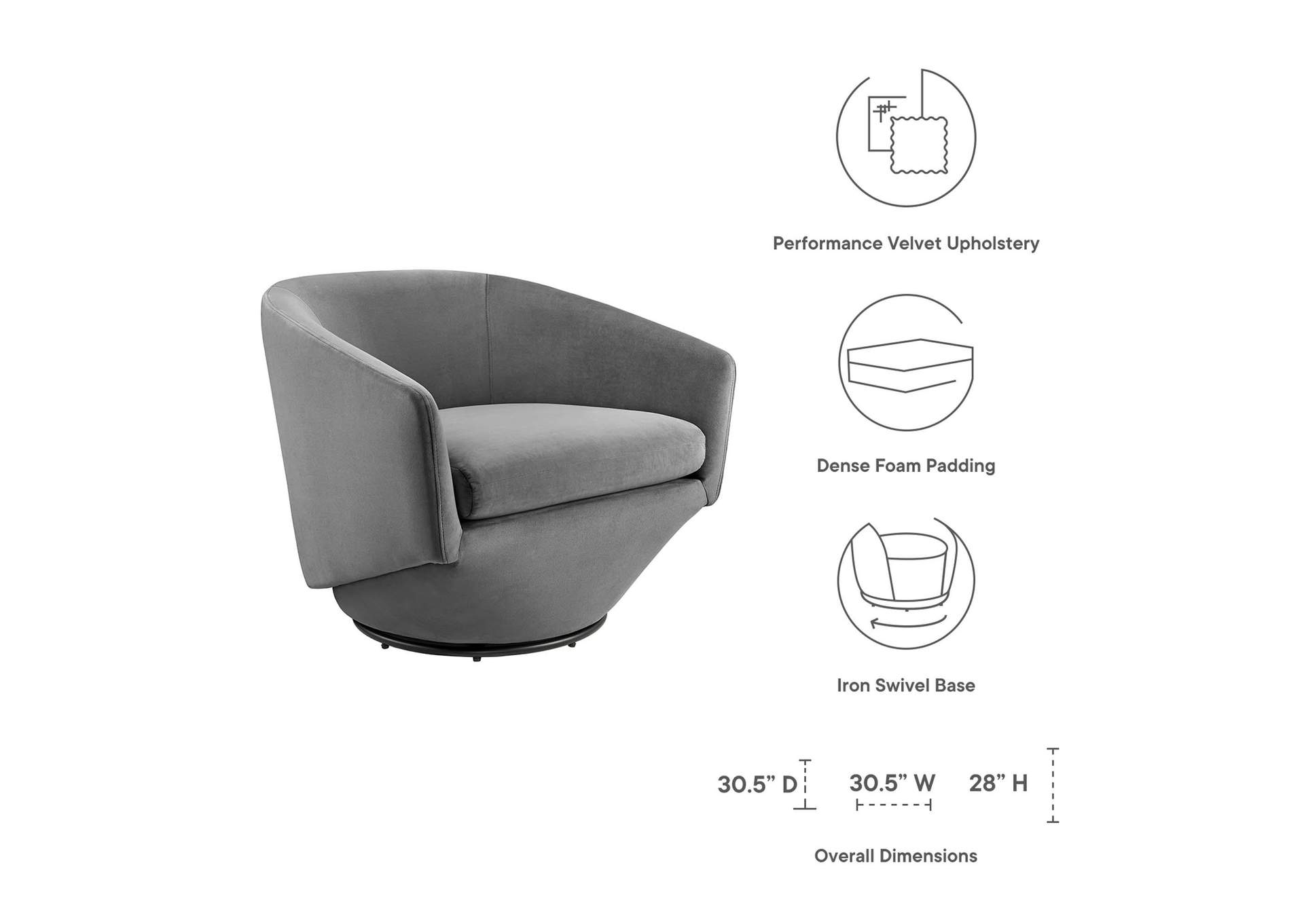 Series Performance Velvet Fabric Swivel Chair image 8