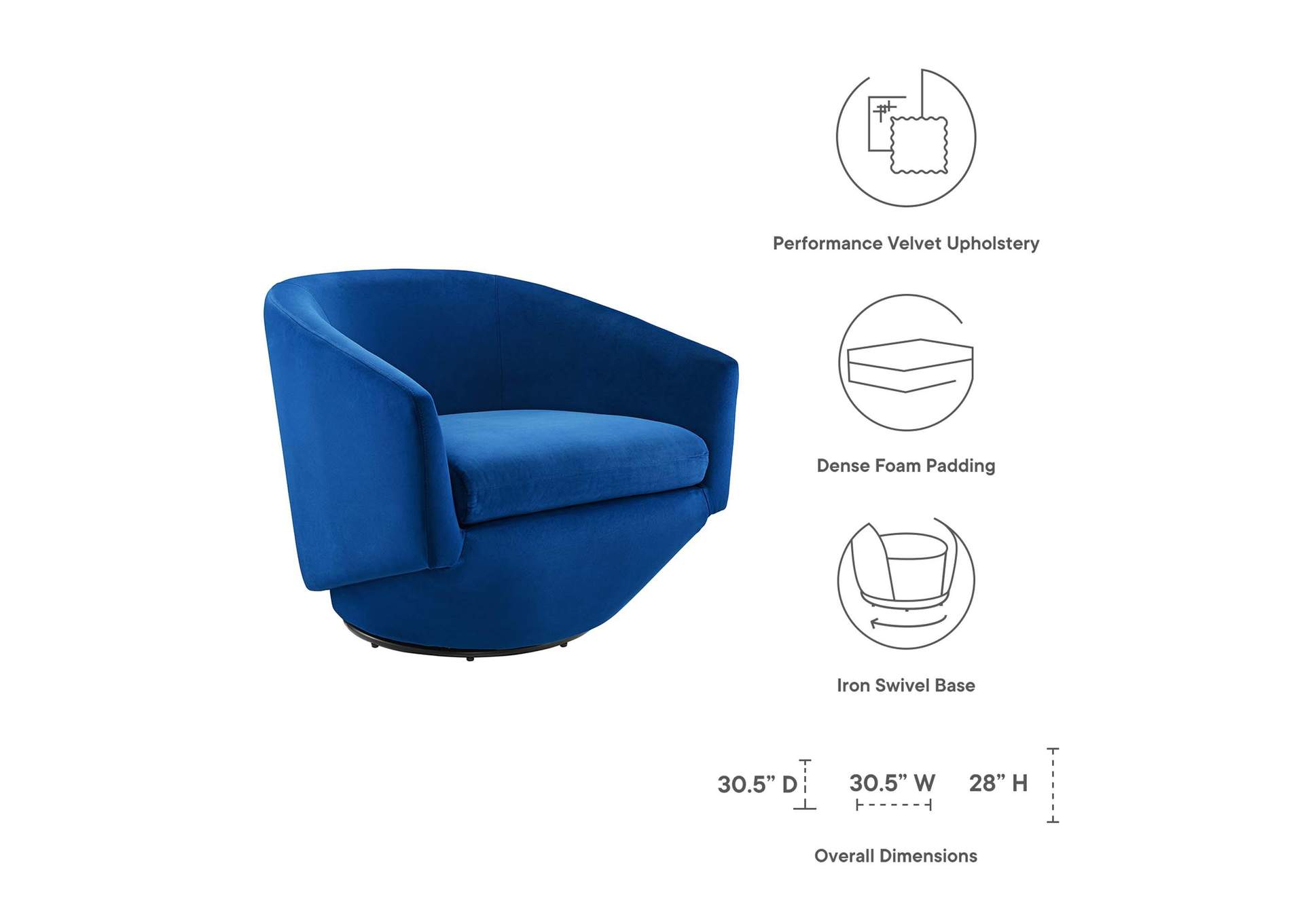 Series Performance Velvet Fabric Swivel Chair image 8