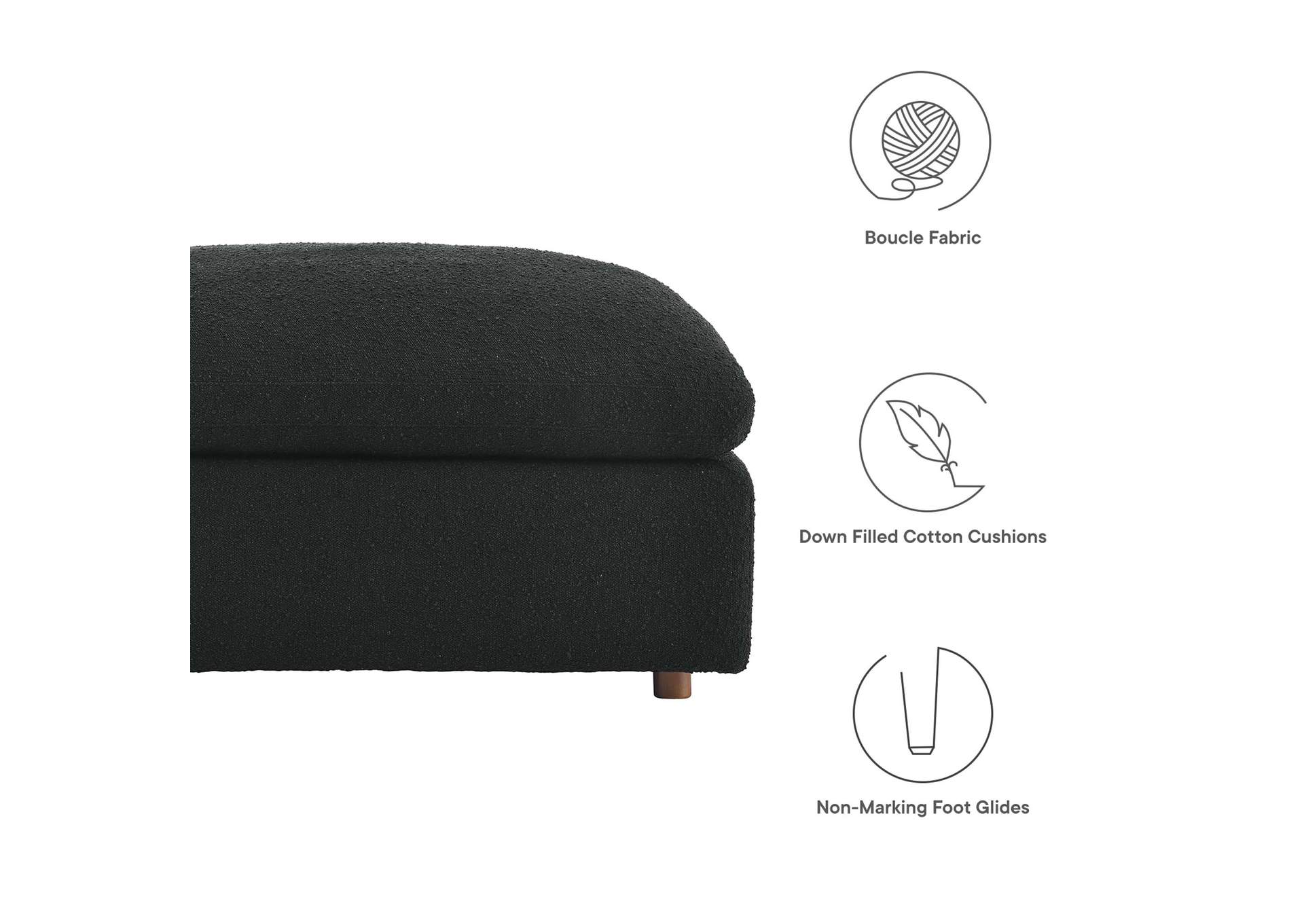 Commix Down Filled Overstuffed Boucle Fabric Ottoman