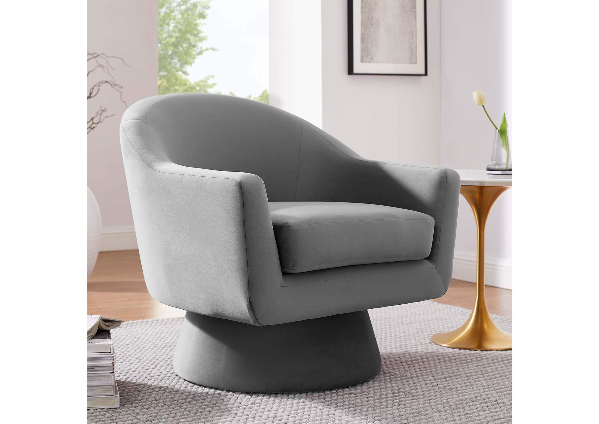 Astral Performance Velvet Fabric And Wood Swivel Chair By Modway image 10