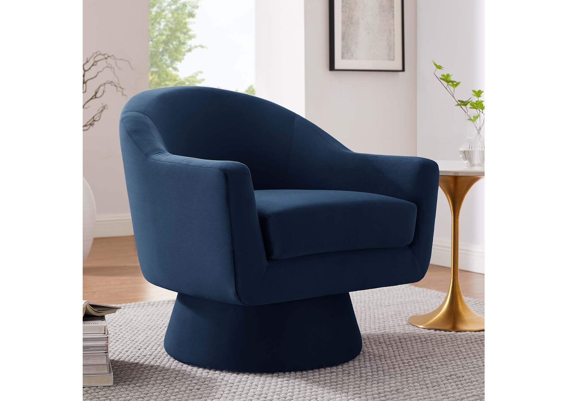 Astral Performance Velvet Fabric And Wood Swivel Chair By Modway image 10