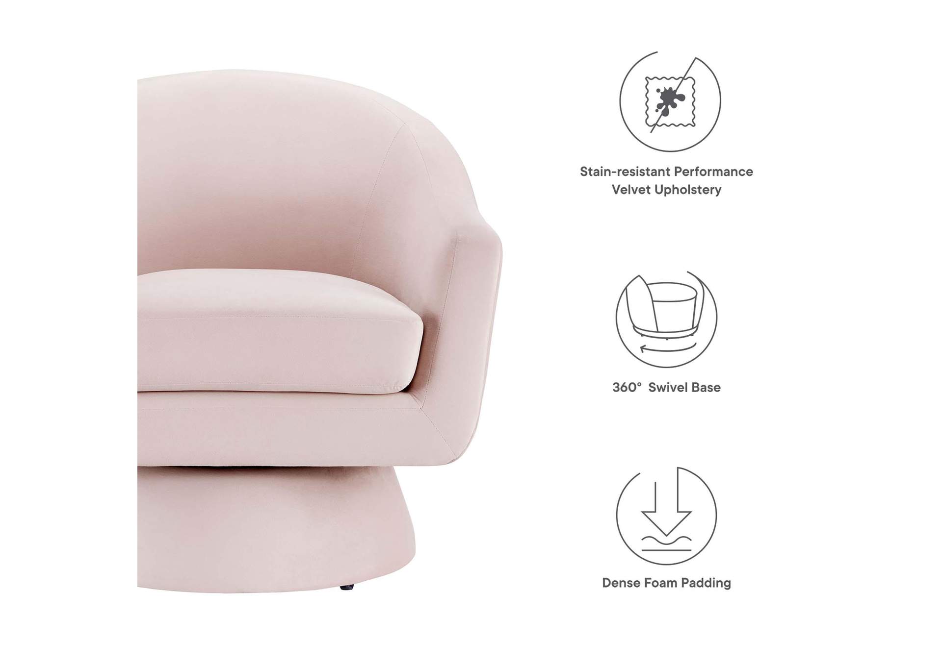 Astral Performance Velvet Fabric And Wood Swivel Chair image 7