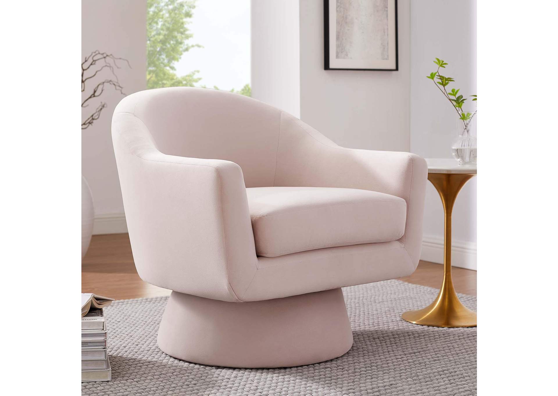Astral Performance Velvet Fabric And Wood Swivel Chair By Modway image 10