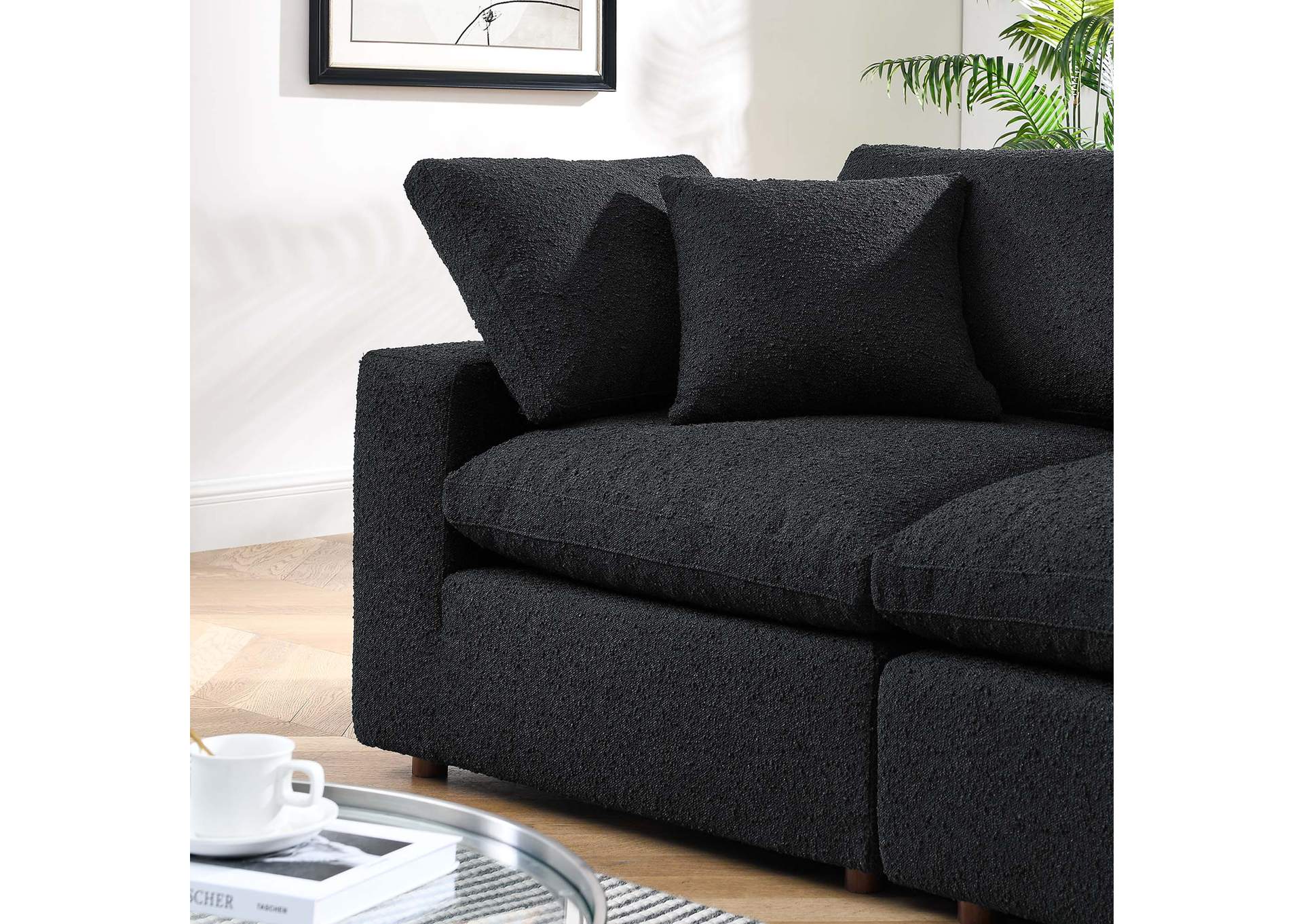 Commix Down Filled Overstuffed Boucle Fabric Loveseat