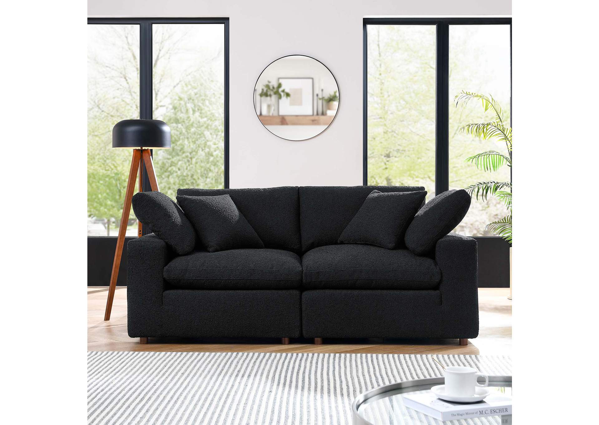 Commix Down Filled Overstuffed Boucle Fabric Loveseat