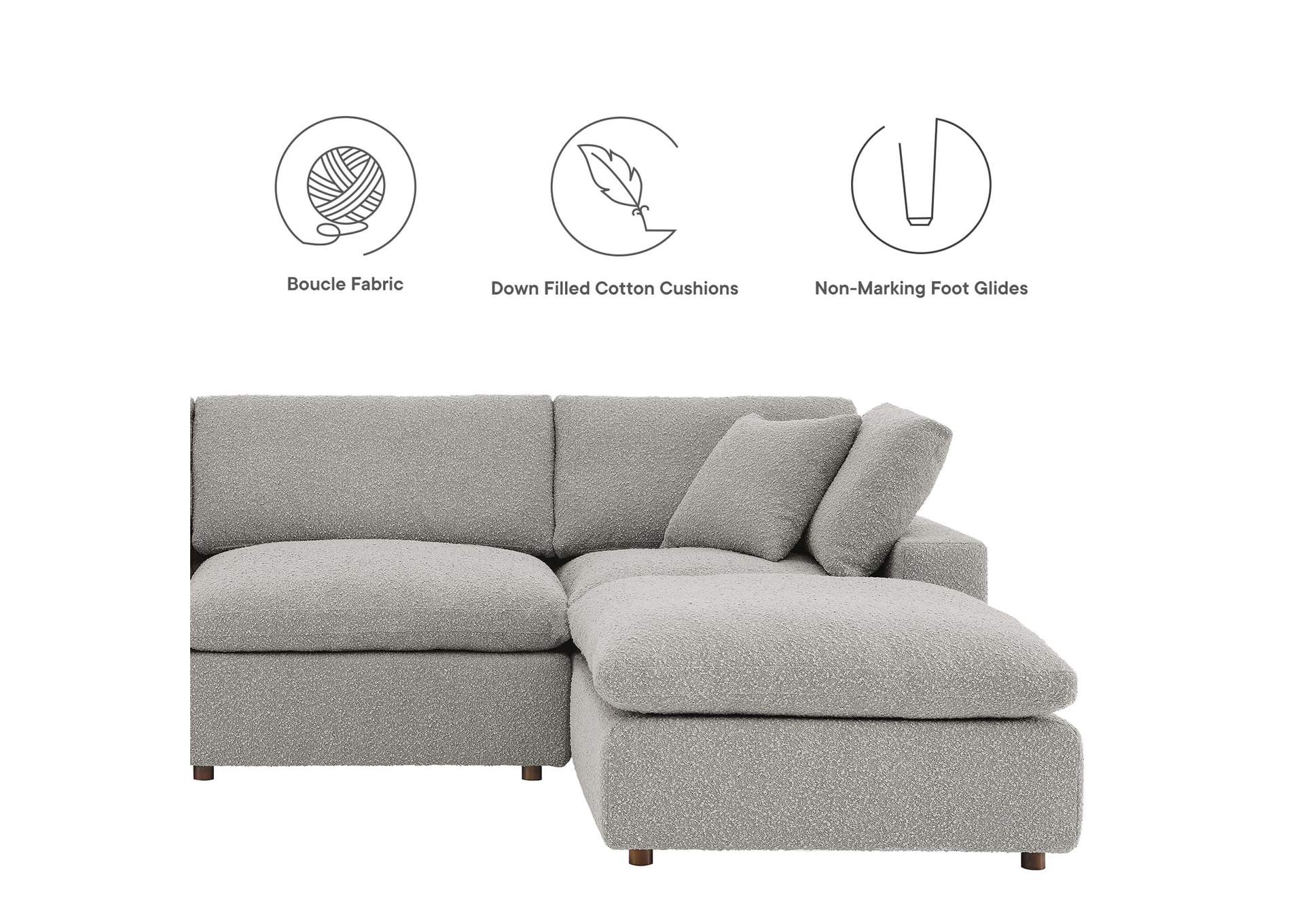 Commix Down Filled Overstuffed Boucle Fabric 5 Piece Sectional Sofa