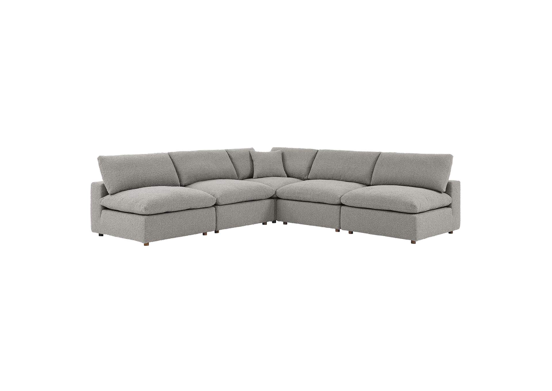 Commix 5 Piece Down Filled Overstuffed Boucle Fabric Sectional Sofa By Modway