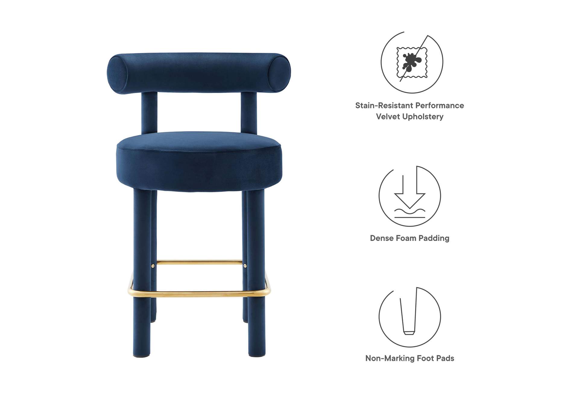 Toulouse Performance Velvet Counter Stool image 7