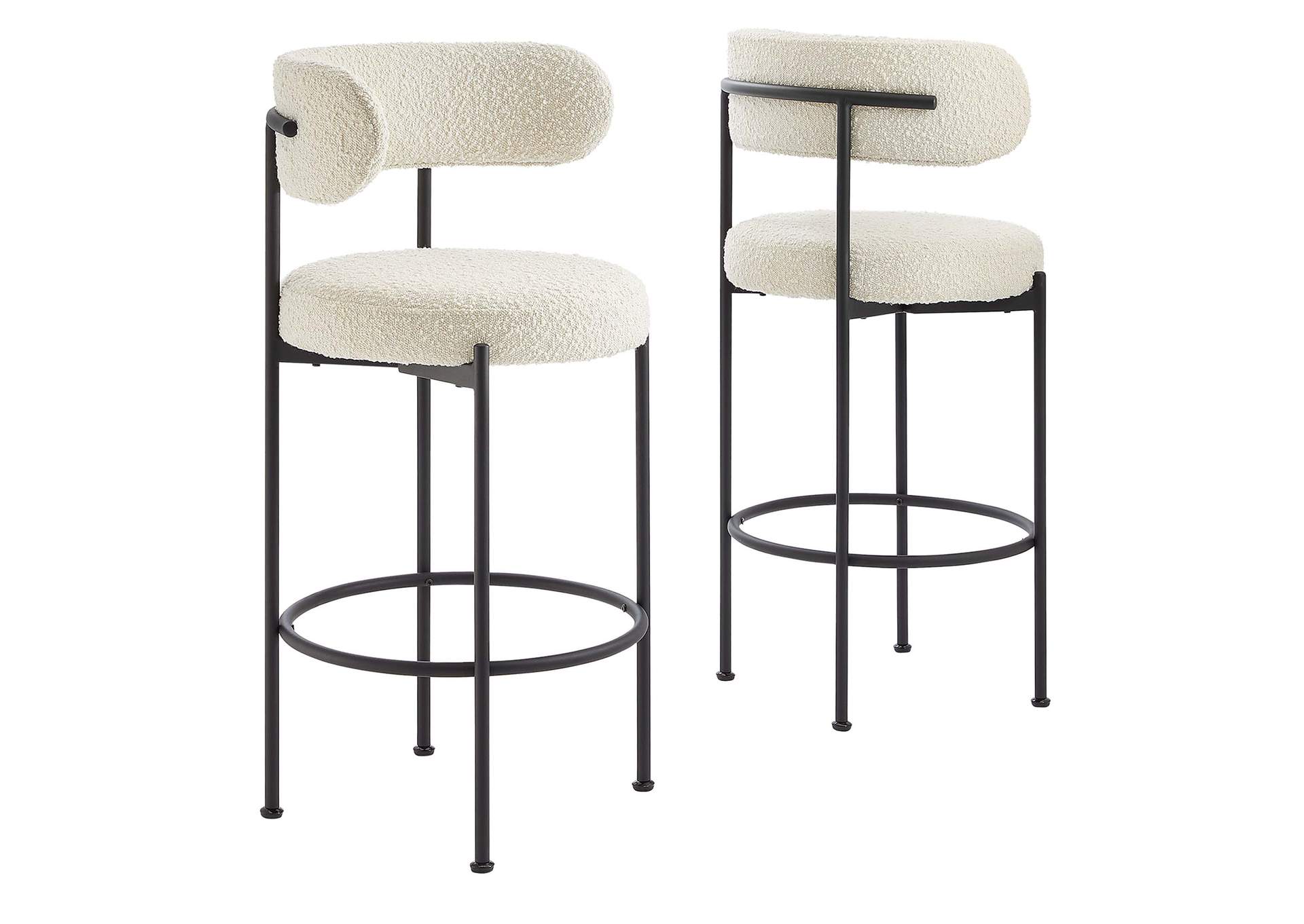 Albie Boucle Fabric Bar Stools Set Of 2 By Modway