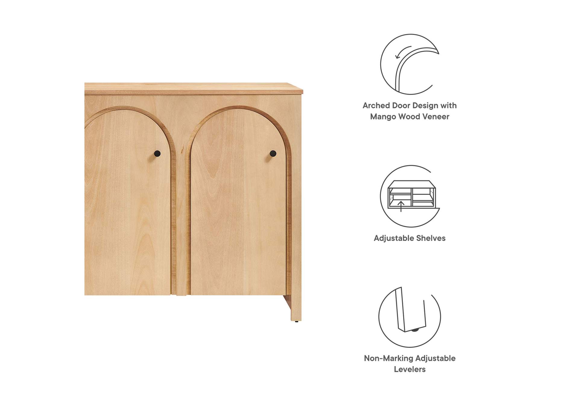 Appia 3-Door Arched Door Sideboard Storage Cabinet