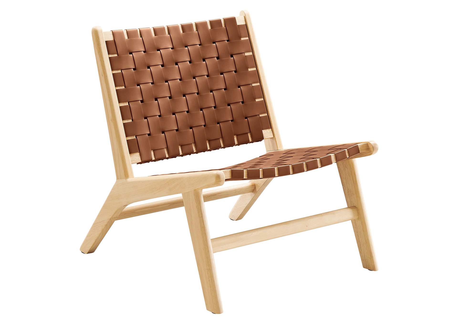 Saoirse Leather Wood Accent Lounge Chair By Modway
