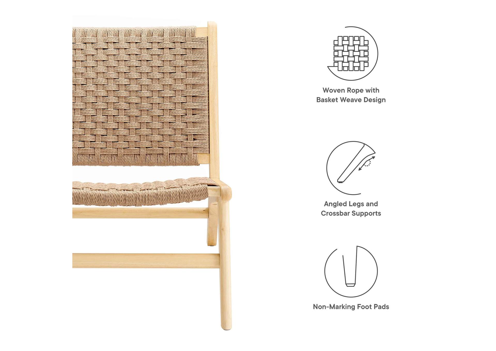 Saoirse Woven Rope Wood Accent Lounge Chair image 7