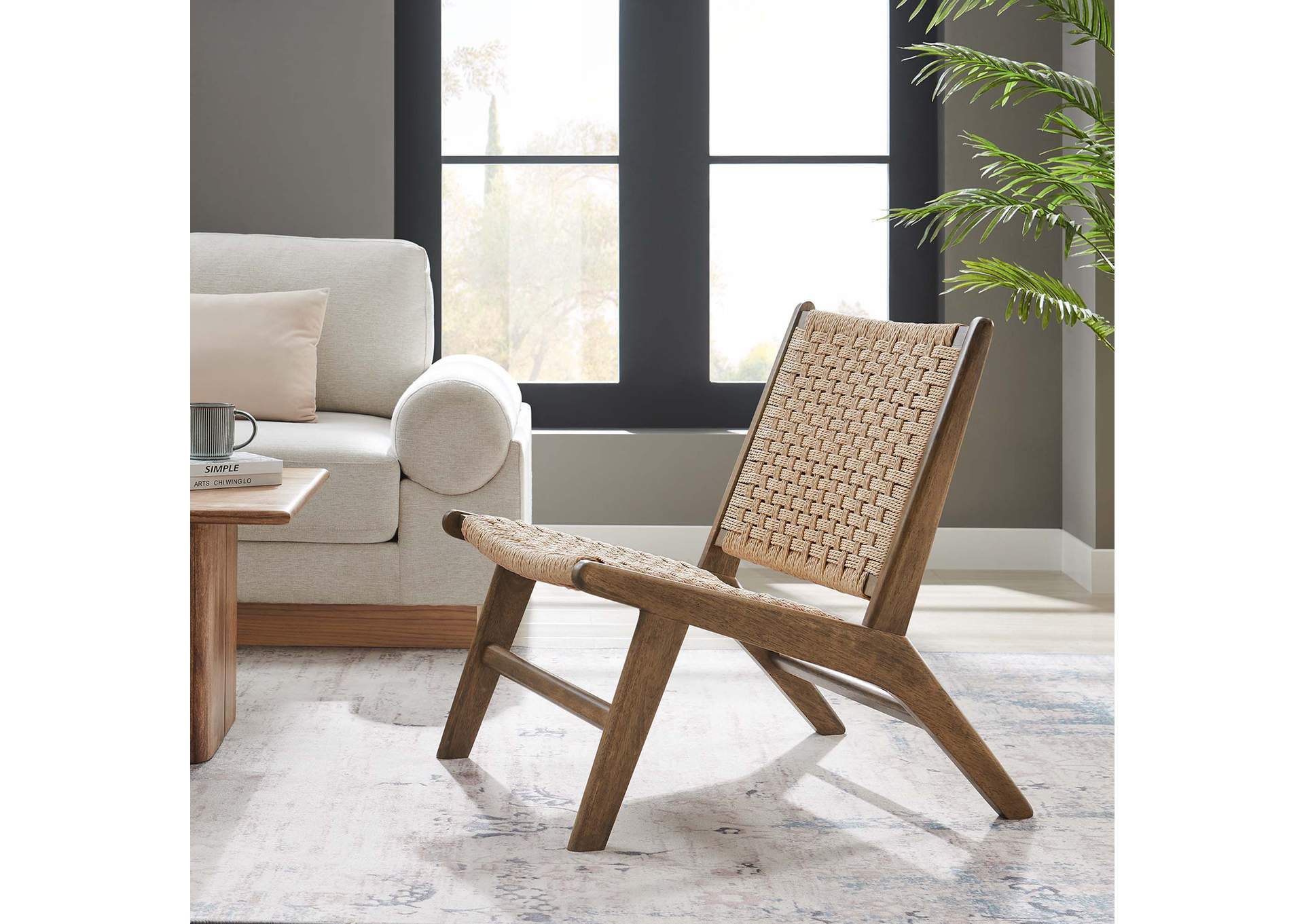 Saoirse Woven Rope Wood Accent Lounge Chair By Modway