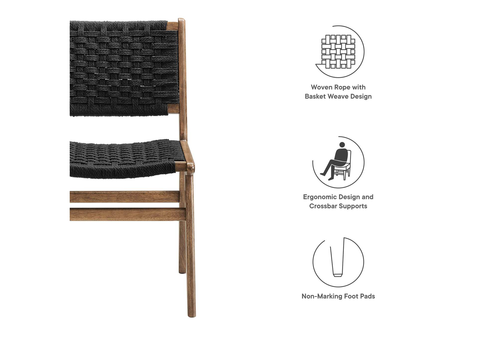 Saoirse Woven Rope Wood Dining Side Chair - Set Of 2