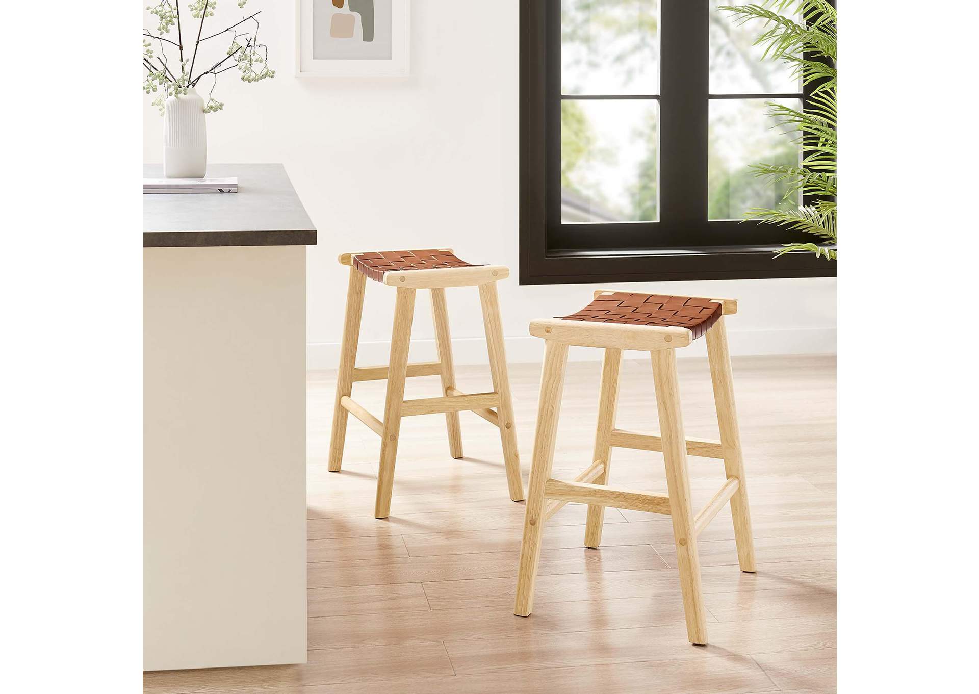 Saoirse Faux Leather Wood Counter Stool - Set Of 2 image 7