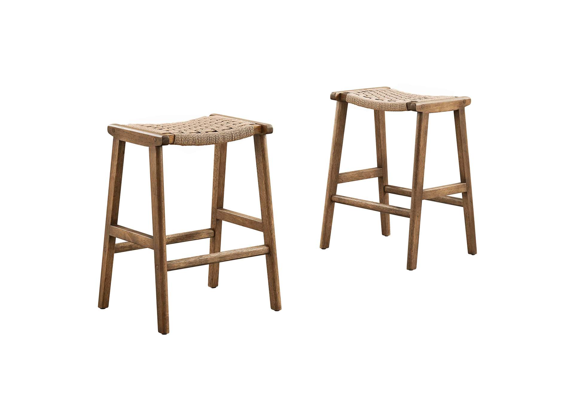 Saoirse Woven Rope Wood Counter Stool Set Of 2 By Modway