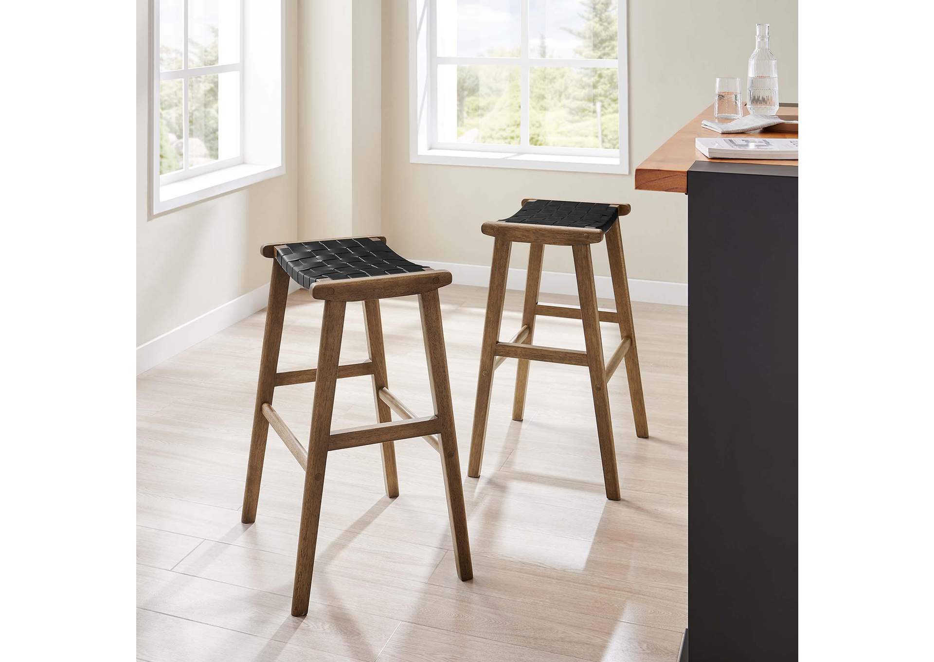 Saoirse Faux Leather Wood Bar Stool - Set Of 2 image 7
