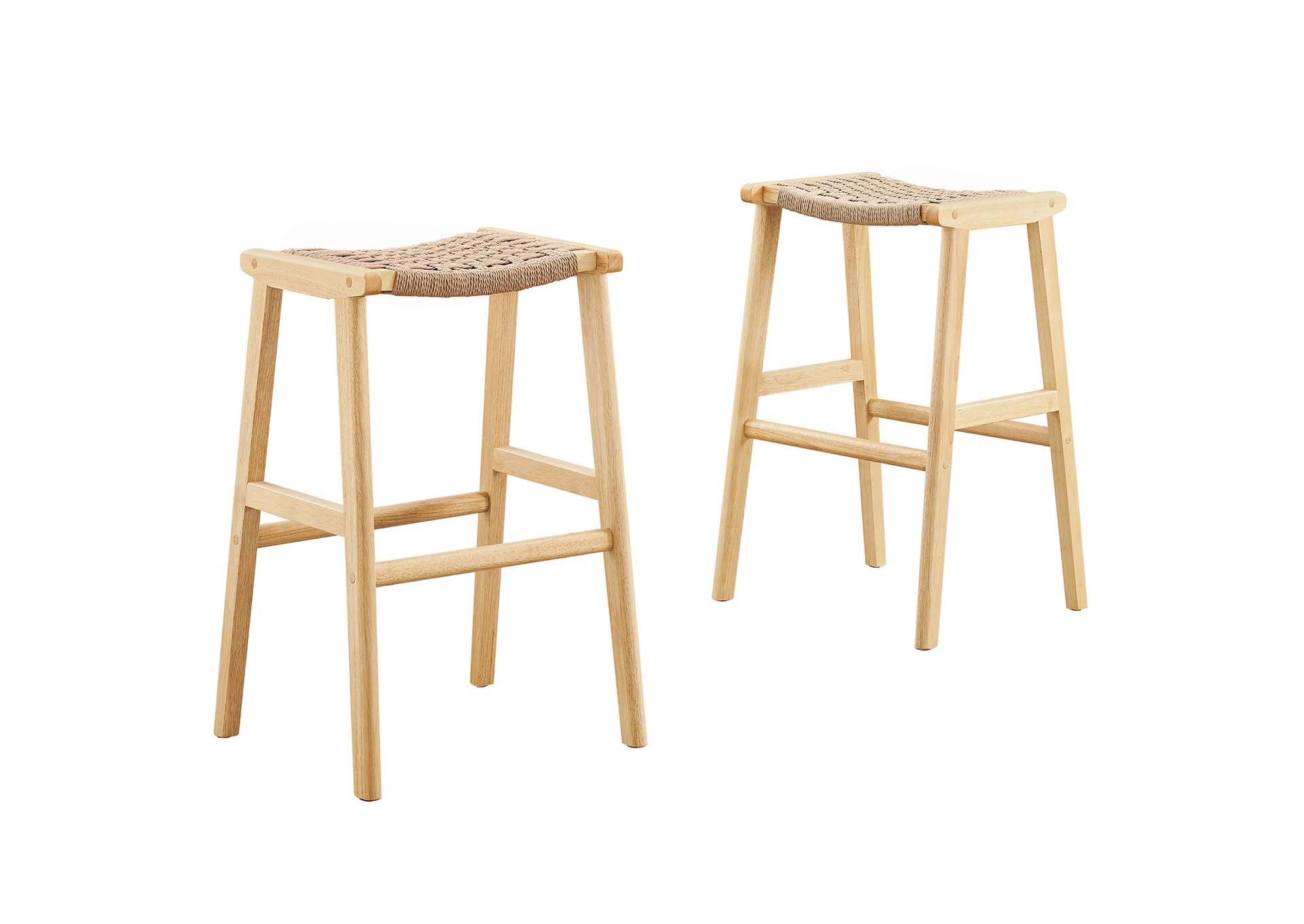 Saoirse Woven Rope Wood Bar Stool Set Of 2 By Modway image 1
