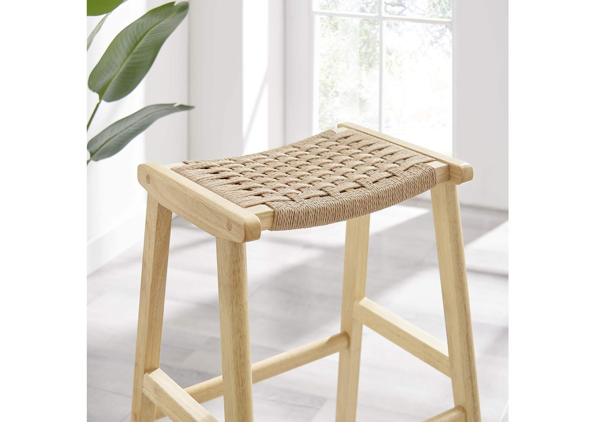 Saoirse Woven Rope Wood Bar Stool Set Of 2 By Modway image 11