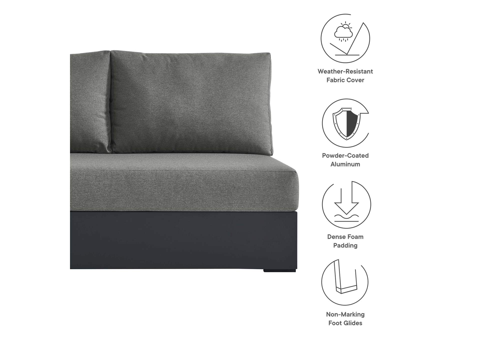 Tahoe Outdoor Patio Powder-Coated Aluminum Modular Left-Facing Loveseat