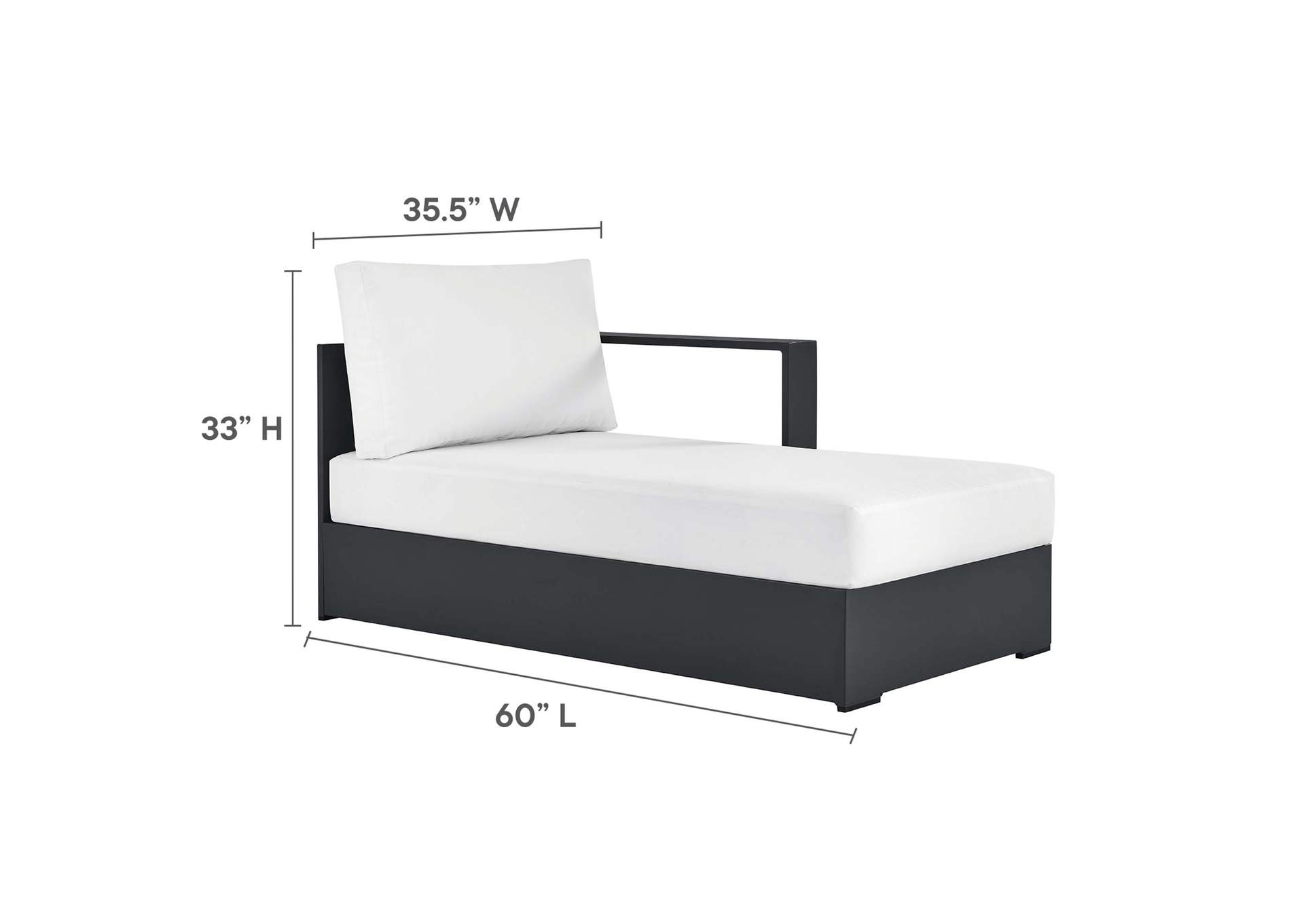 Tahoe Outdoor Patio Powder-Coated Aluminum Modular Right-Facing Chaise Lounge