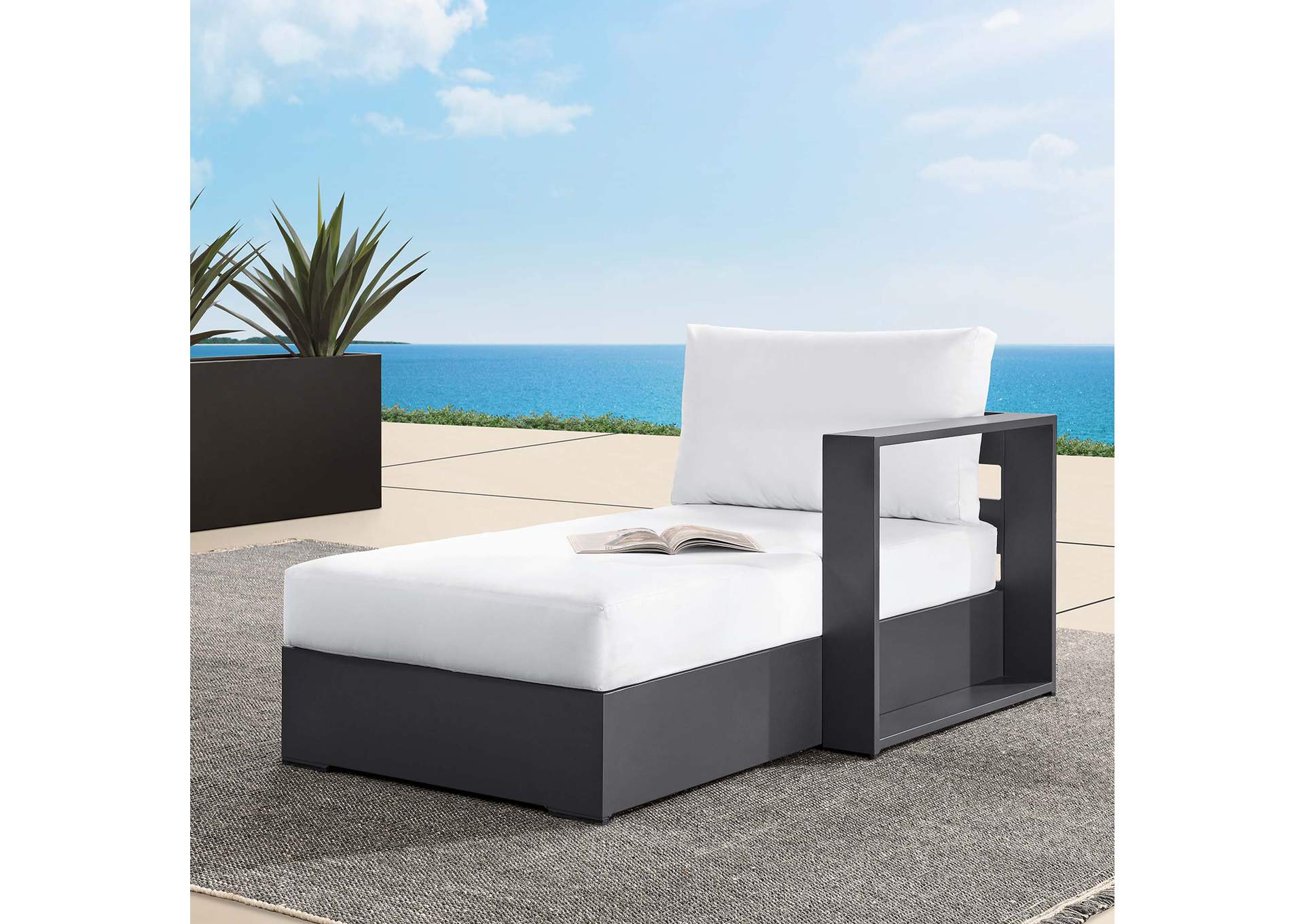 Tahoe Outdoor Patio Powder-Coated Aluminum Modular Right-Facing Chaise Lounge By Modway