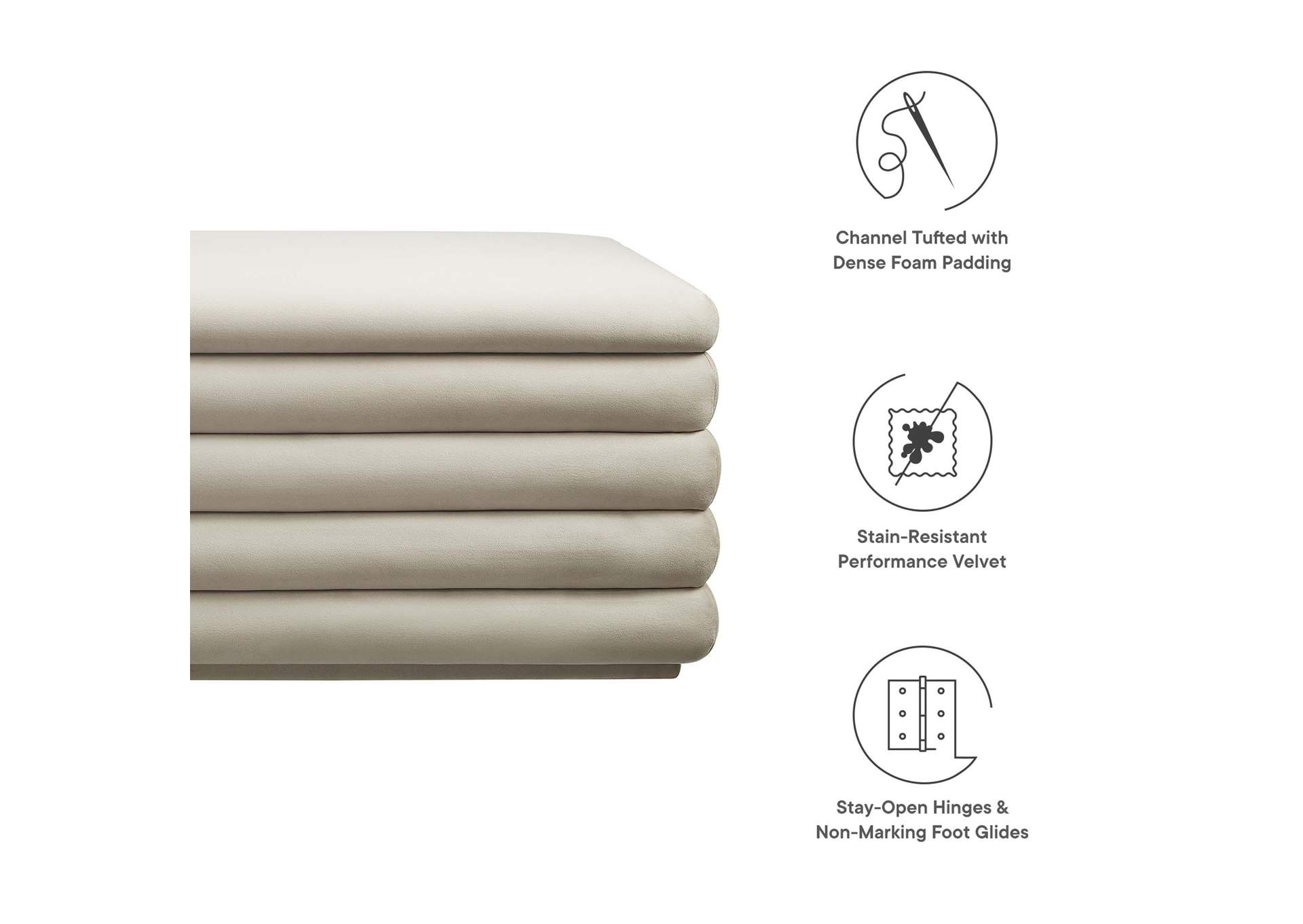 Mezzo Upholstered Performance Velvet Storage Bench