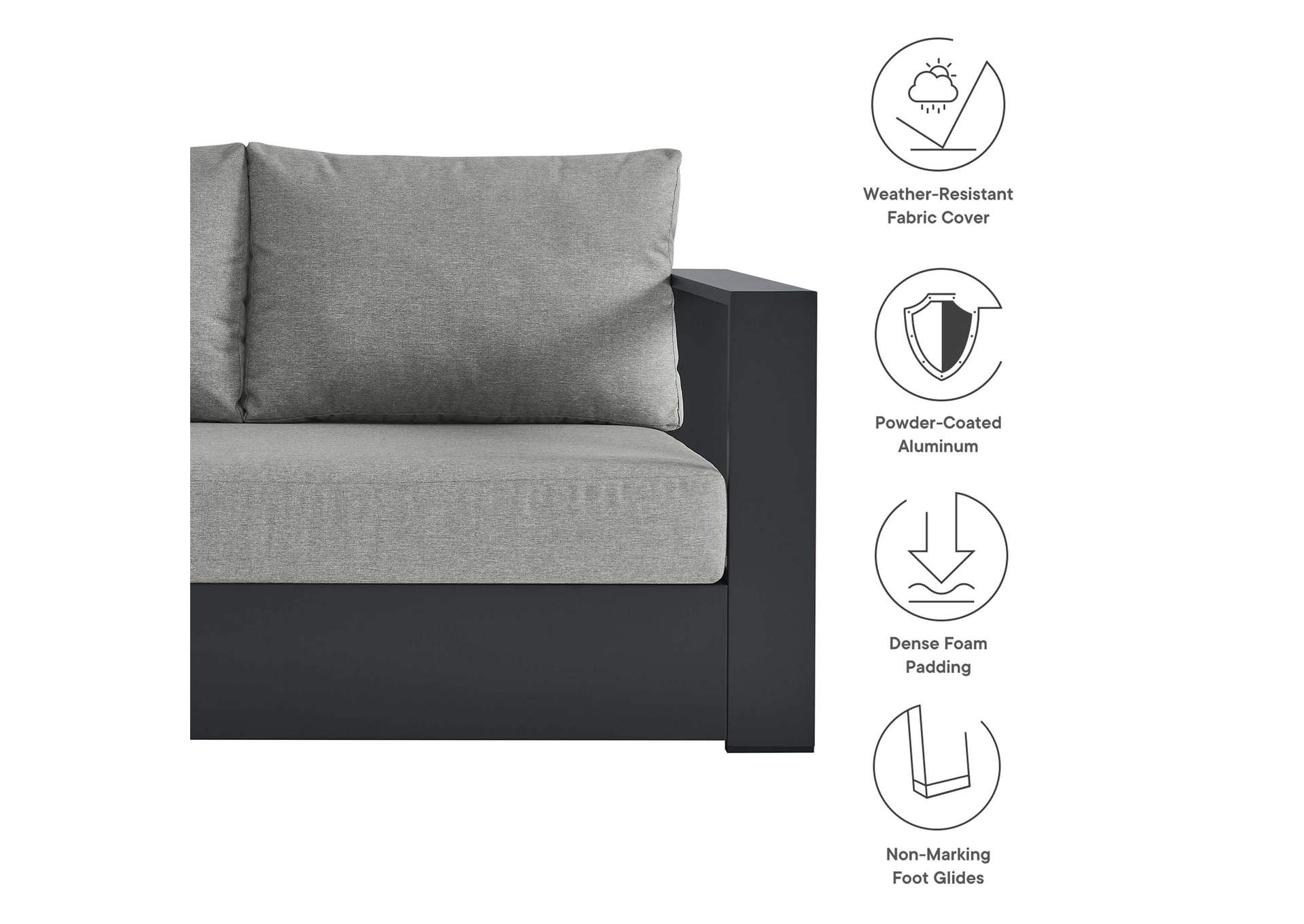 Tahoe Powder-Coated Aluminum 2 Piece Outdoor Patio Left-Facing Chaise Sectional Sofa Set