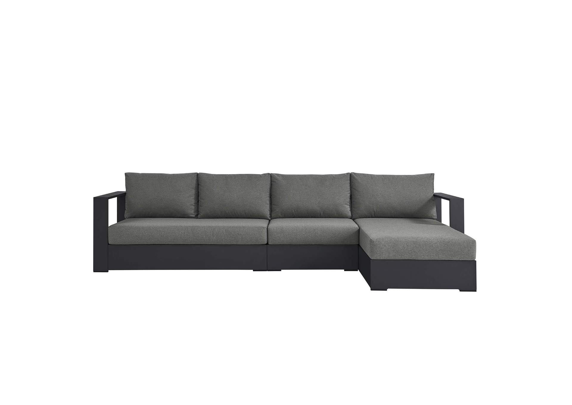 Tahoe Powder-Coated Aluminum 3 Piece Outdoor Patio Right-Facing Chaise Sectional Sofa Set