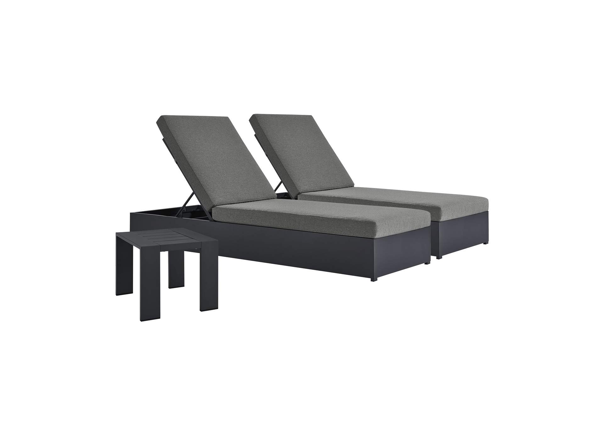 Tahoe 3-Piece Outdoor Patio Powder-Coated Aluminum Chaise Lounge Set By Modway image 6