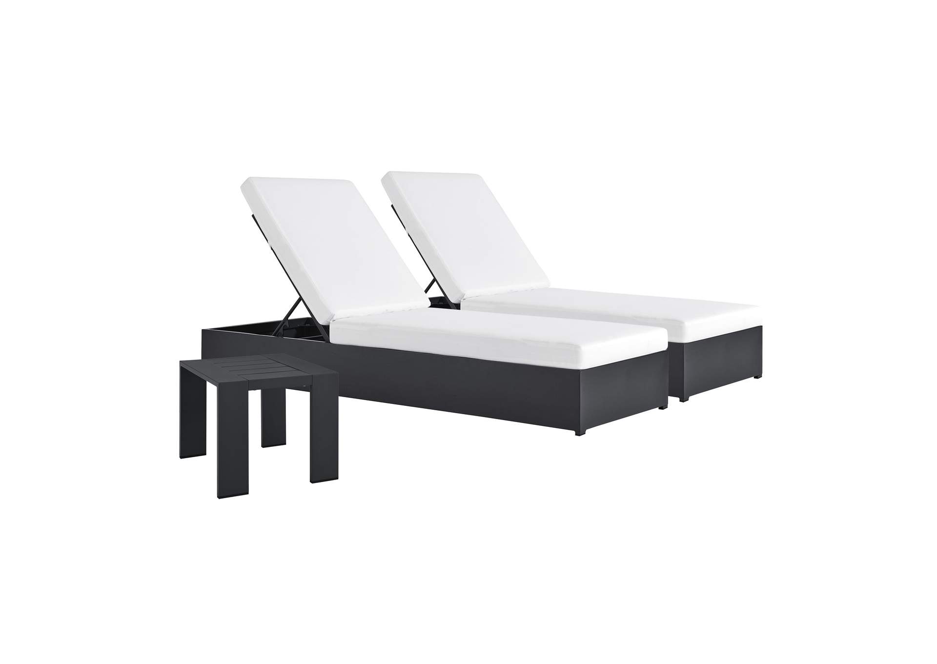 Tahoe 3-Piece Outdoor Patio Powder-Coated Aluminum Chaise Lounge Set By Modway image 6