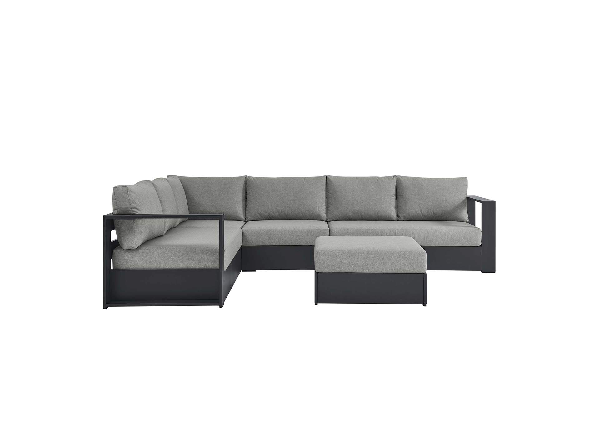 Tahoe Outdoor Patio Powder-Coated Aluminum 5 Piece Sectional Sofa Set