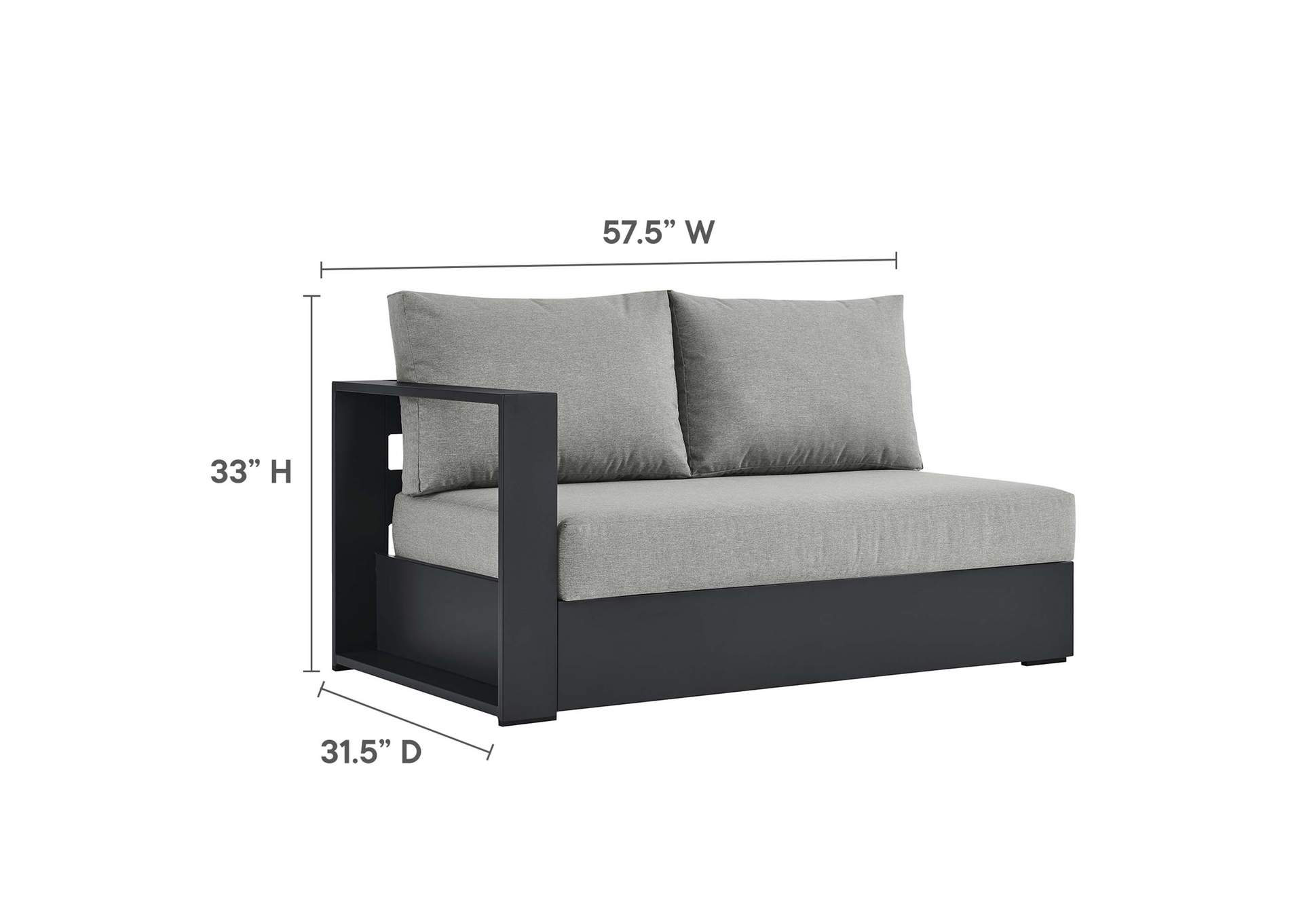 Tahoe Outdoor Patio Powder-Coated Aluminum 5 Piece Sectional Sofa Set