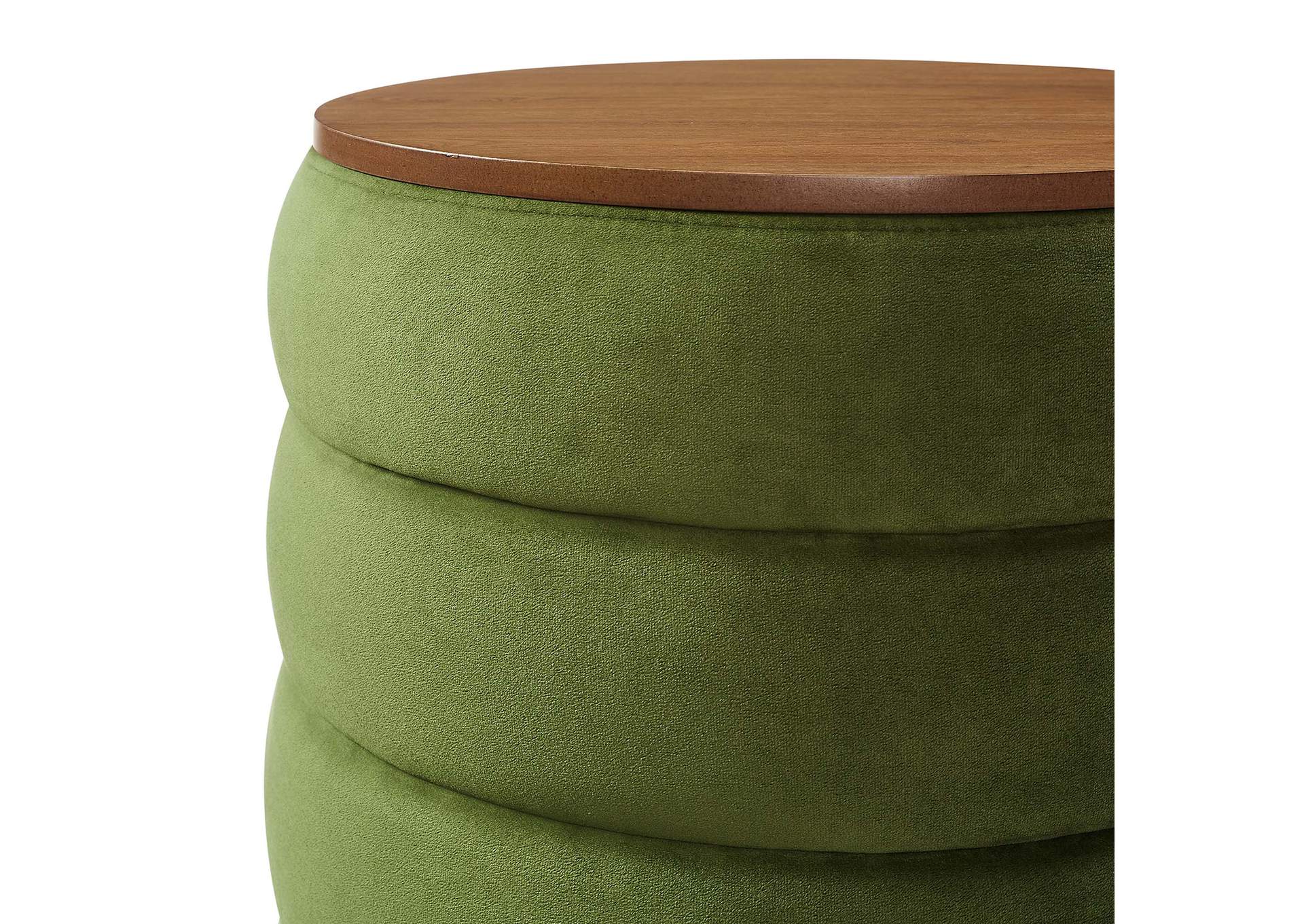 Mezzo Round Performance Velvet Storage Ottoman