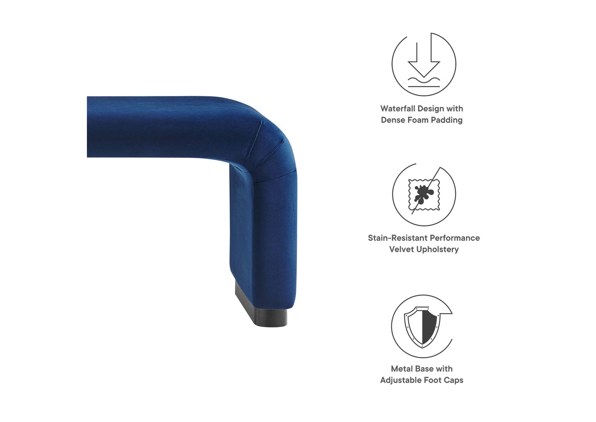Koda Performance Velvet Waterfall Long Bench image 7
