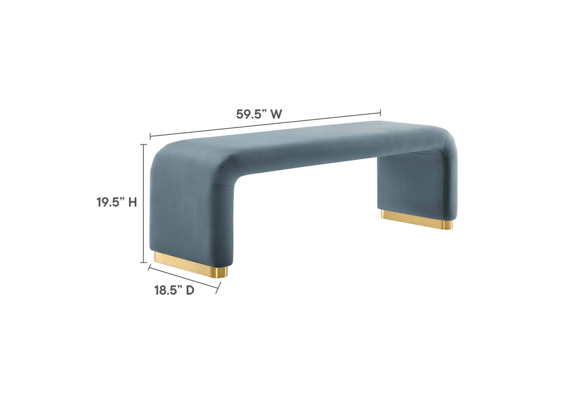 Koda Performance Velvet Waterfall Long Bench