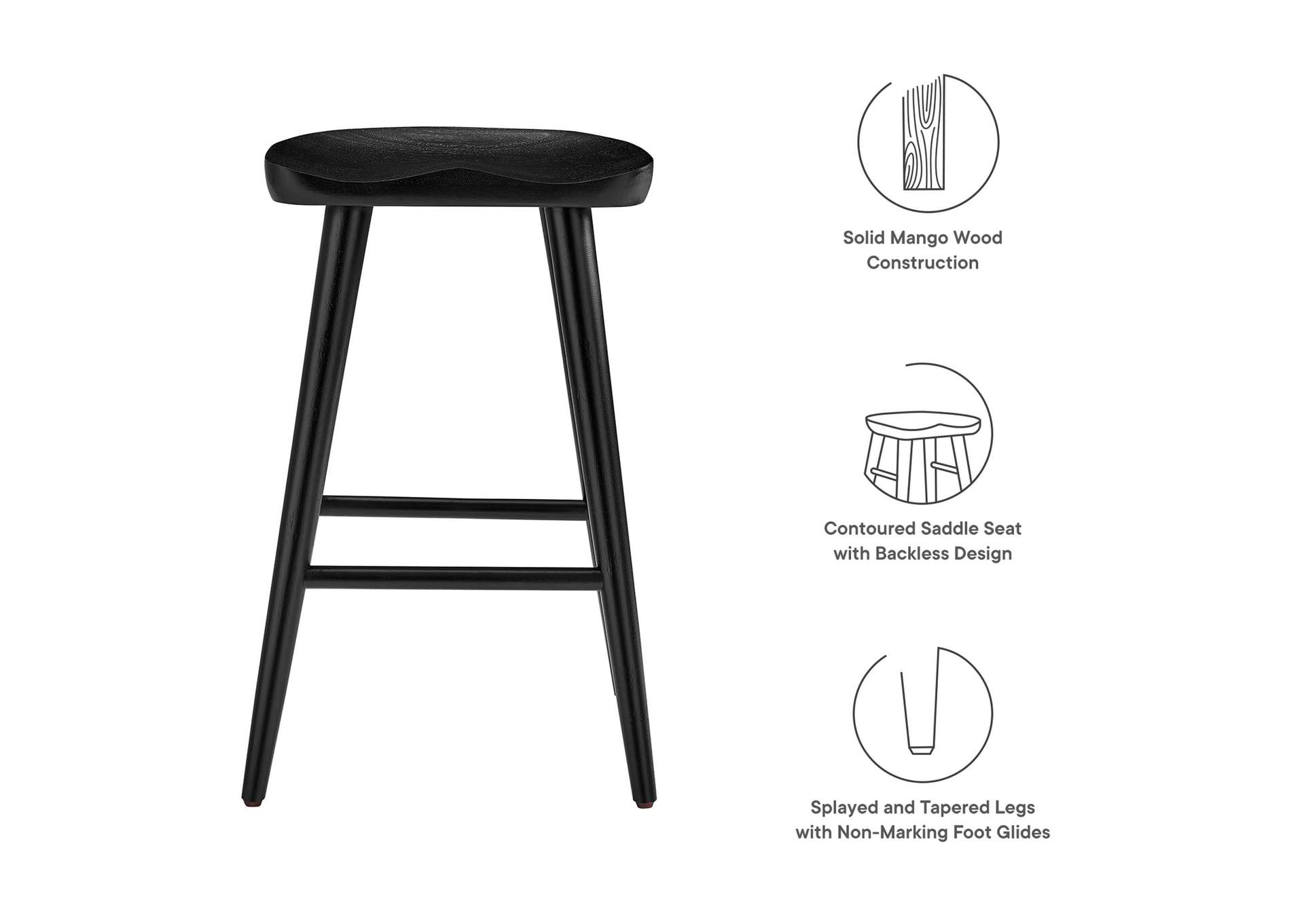 Saville Backless Wood Counter Stools - Set Of 2