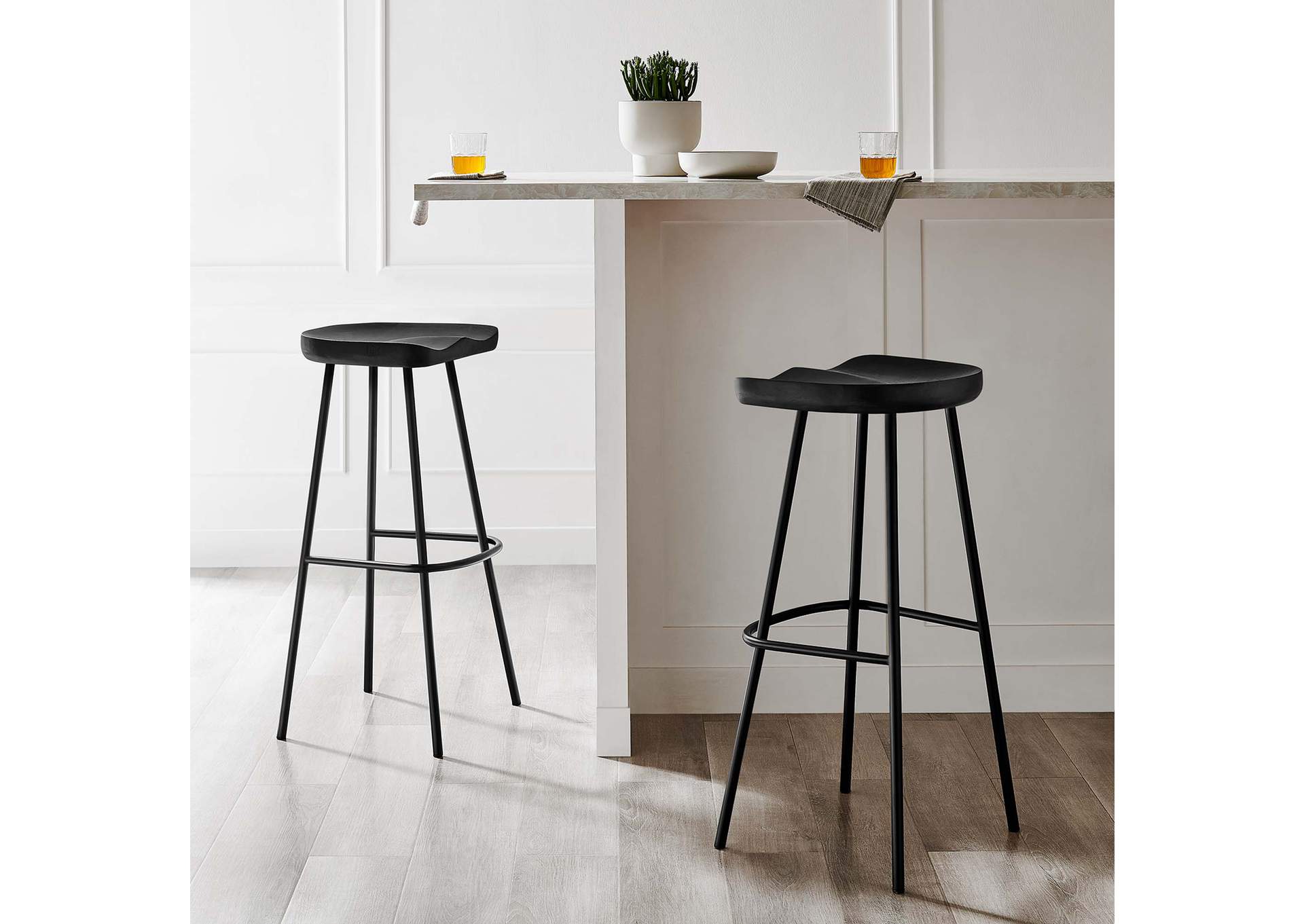 Concord Backless Wood Bar Stools - Set Of 2
