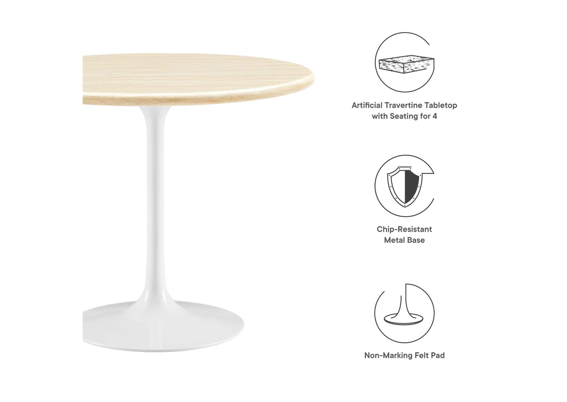 Lippa 36” Round Artificial Travertine Dining Table image 5