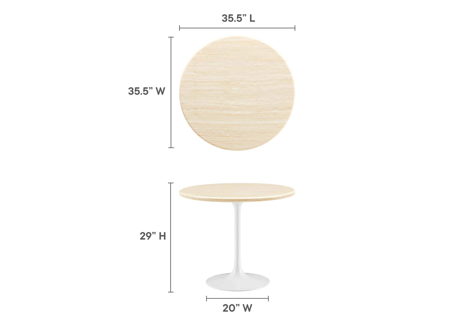 Lippa 36” Round Artificial Travertine Dining Table image 6