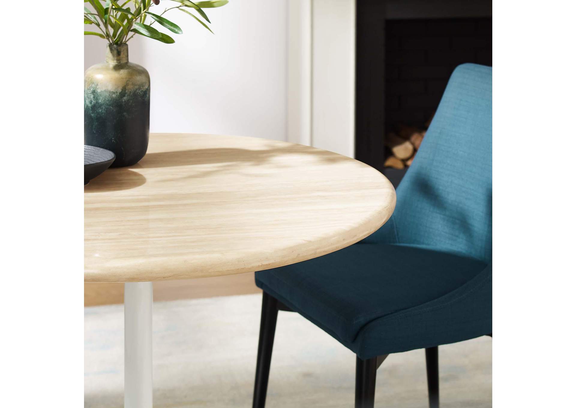 Lippa 36” Round Artificial Travertine Dining Table image 8