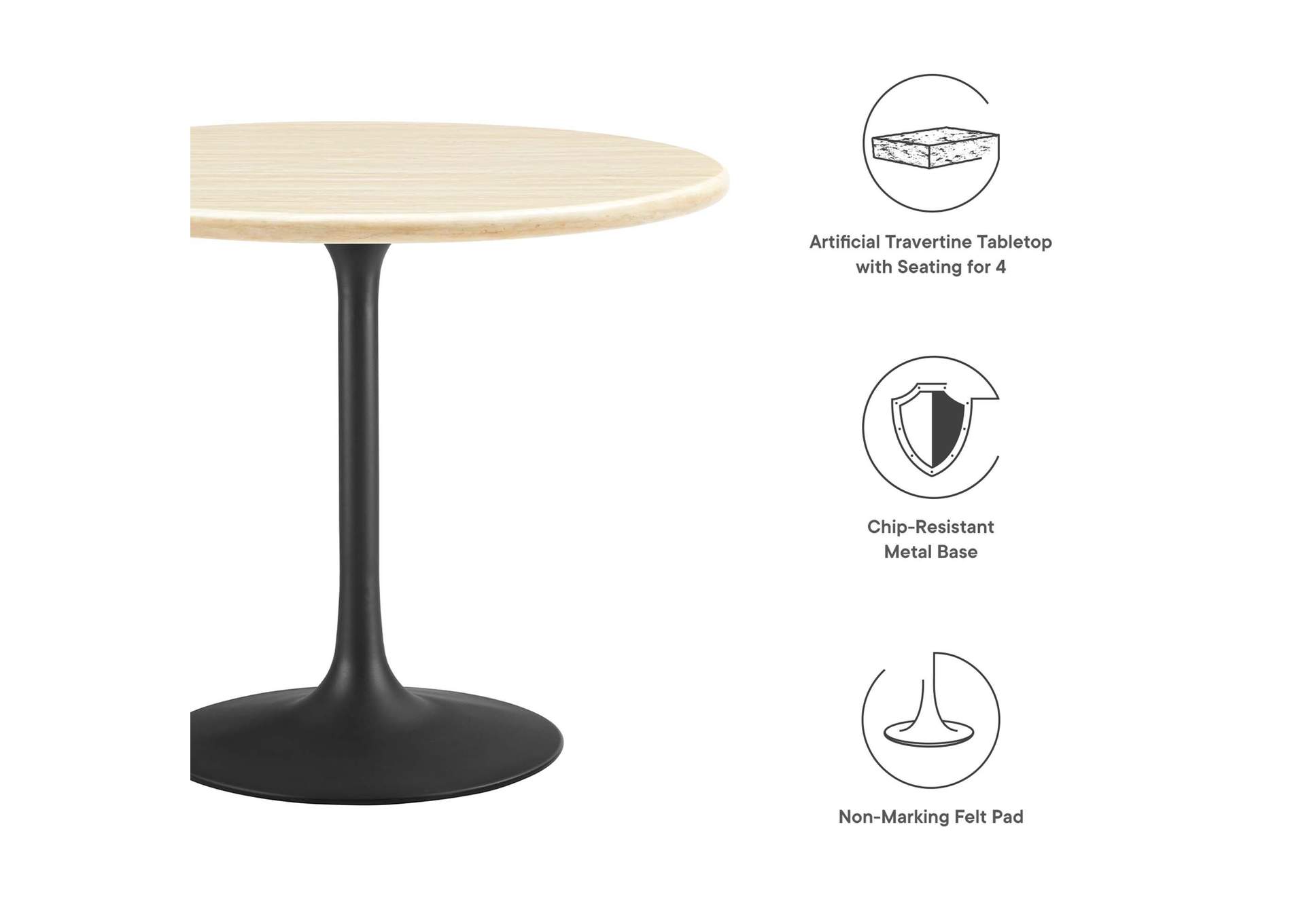 Lippa 36” Round Artificial Travertine Dining Table image 5
