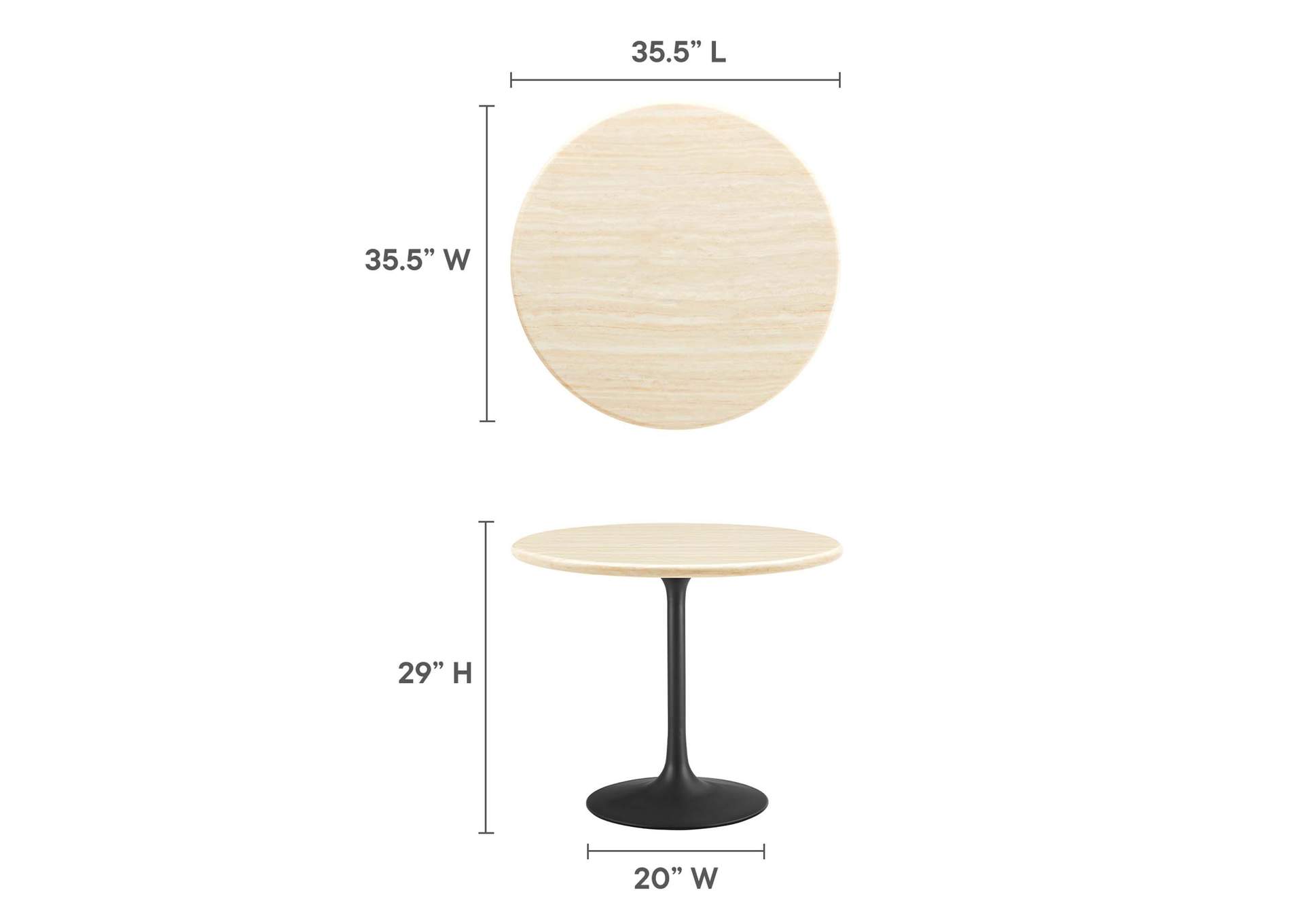 Lippa 36” Round Artificial Travertine Dining Table image 6