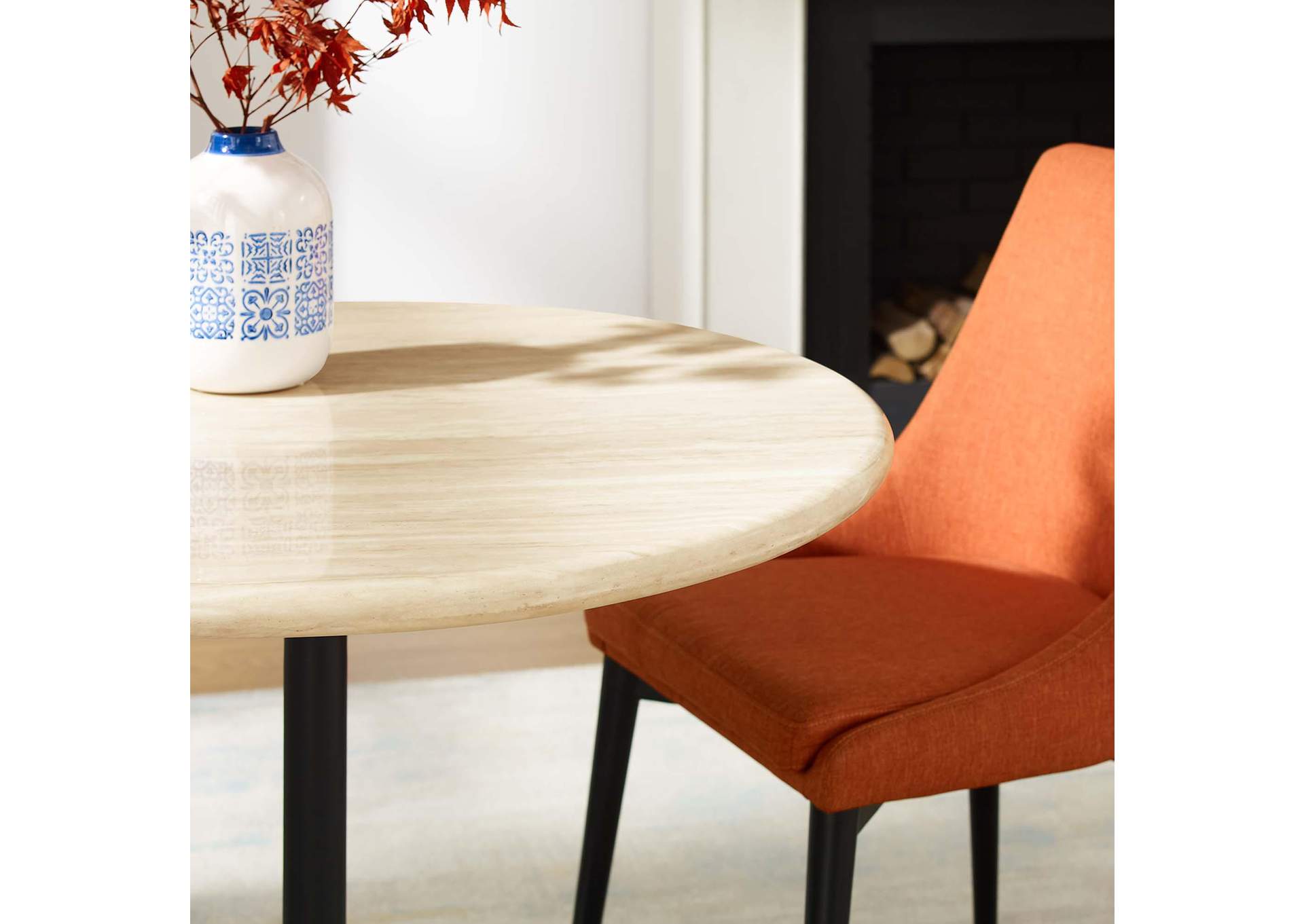 Lippa 36” Round Artificial Travertine Dining Table image 8